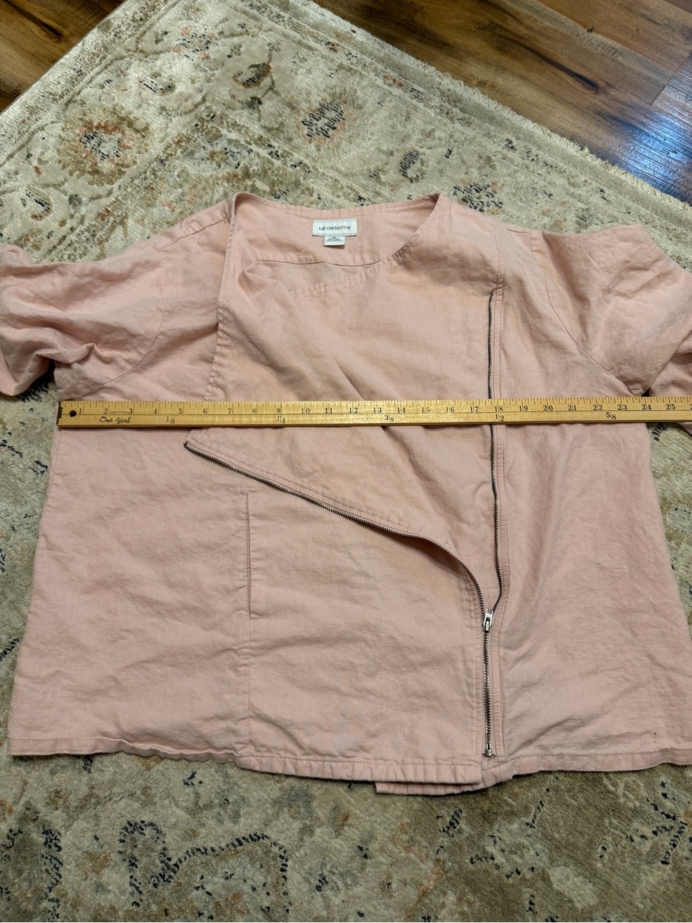 Liz Claiborne Dusty Pink Asymmetrical Zip Utility Jacket - Picture 6 of 7